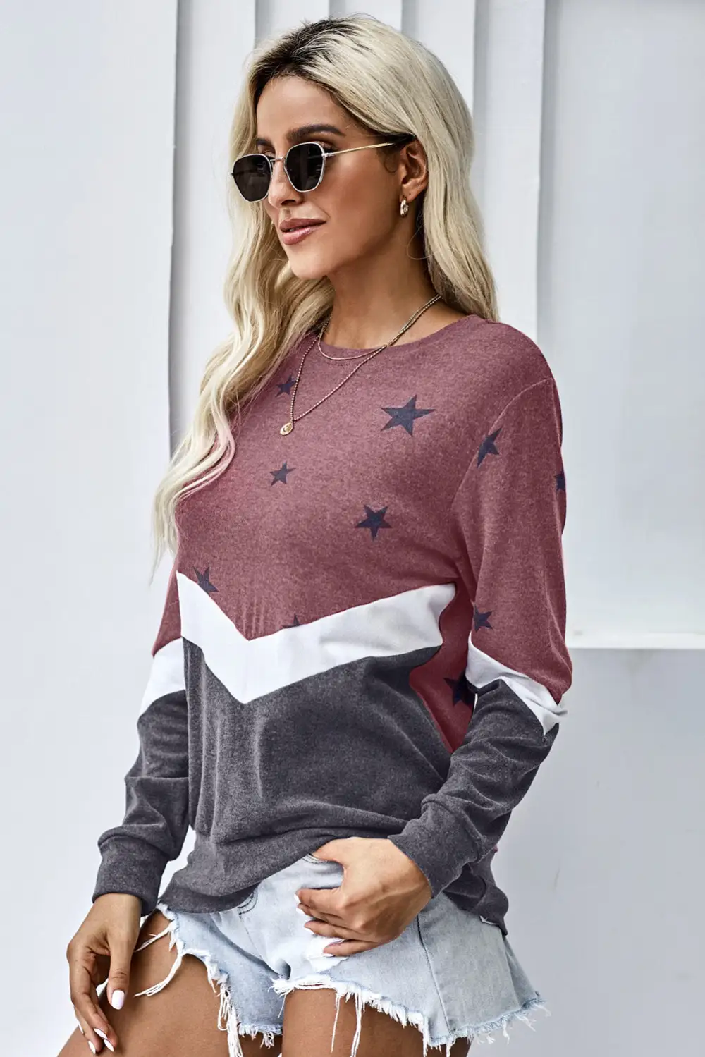 Star Color Block Sweatshirt