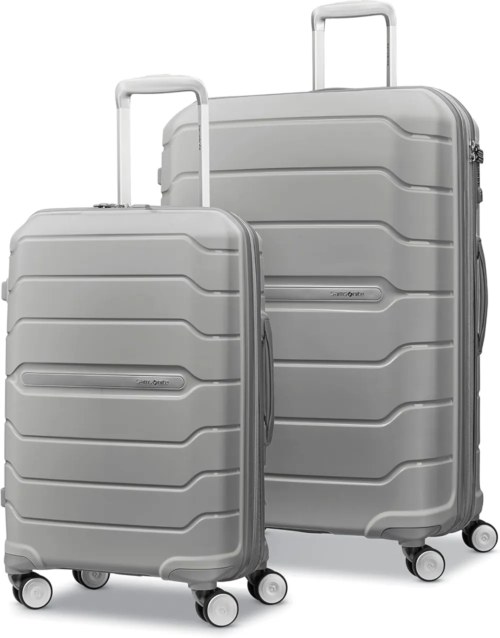Samsonite Freeform Hardside Carry-On Luggage with Spinner Wheels - Hardshell Suitcase - TSA, Airline-Approved - Expandable Hard Shell, Smooth Rolling Wheels for Lightweight Travel - White/Grey