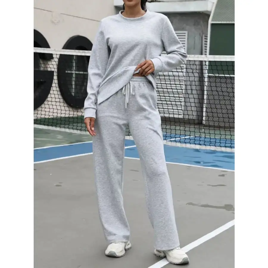 Round Neck Sweatshirt and Pants Set