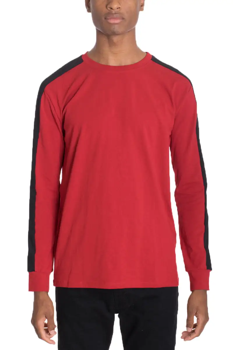 Long-sleeved color-blocked T-shirt