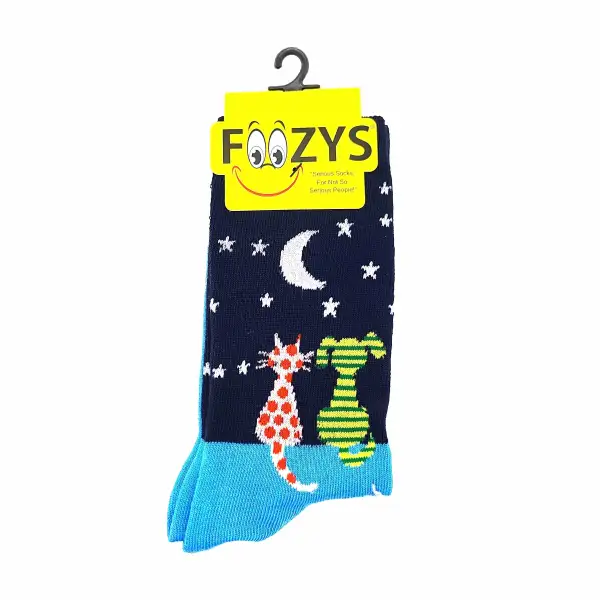 Unisex Cat & Dog Moonlight Crew Socks