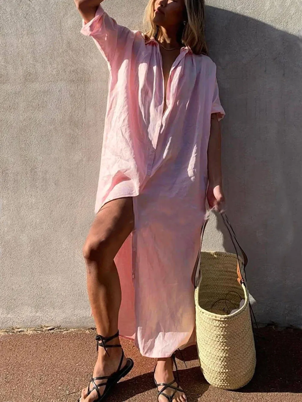 Simple Concept Shirt Maxi Dress