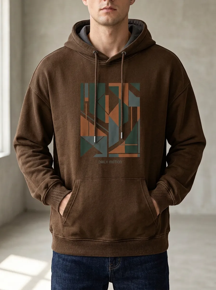 Men's Abstract Geometric Daily Motion Print Hoodie