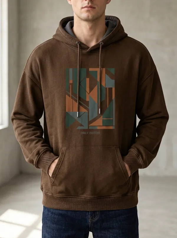 Men's Abstract Geometric Daily Motion Print Hoodie