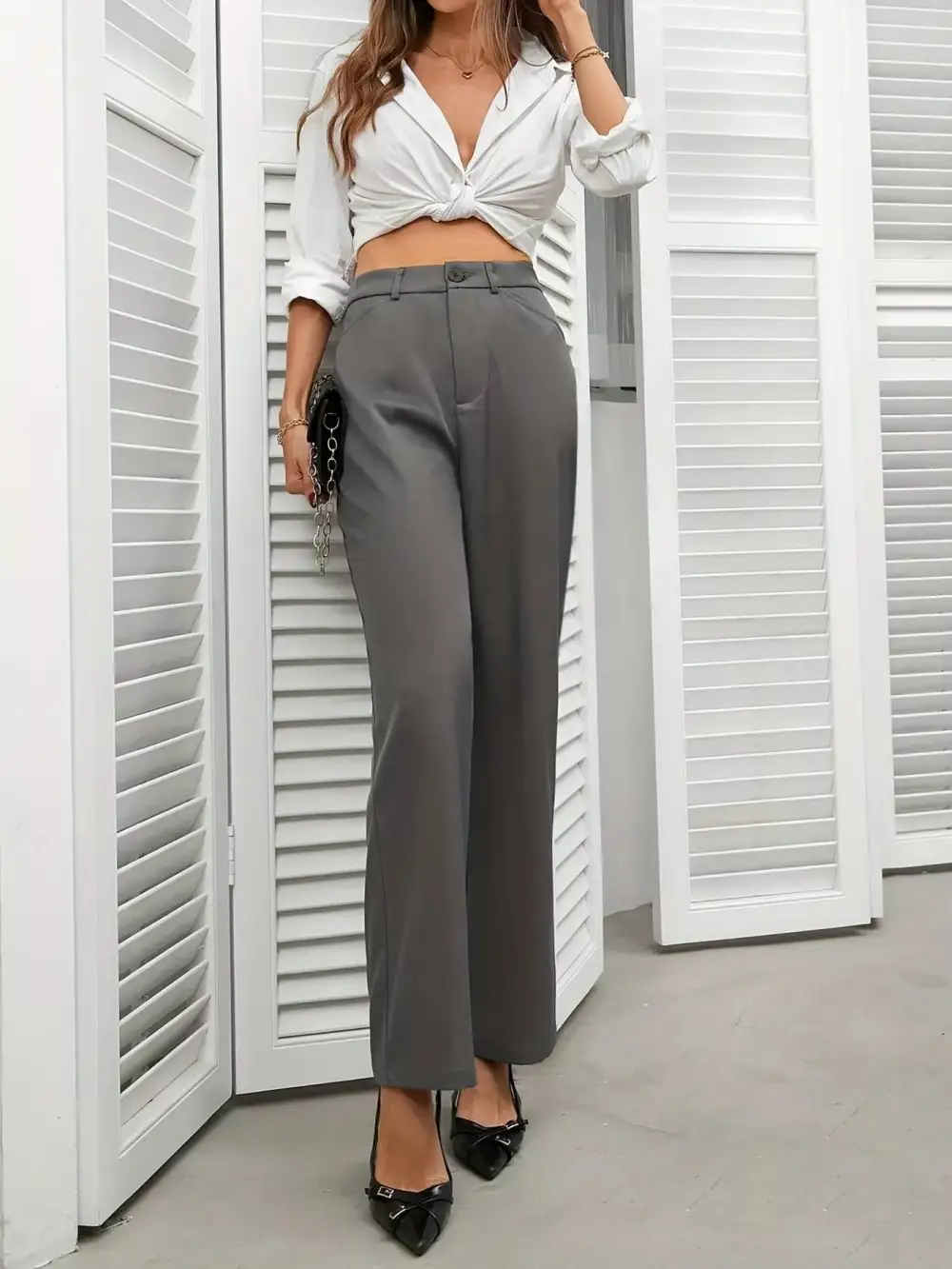 Polished High Waist Wide Leg Pants