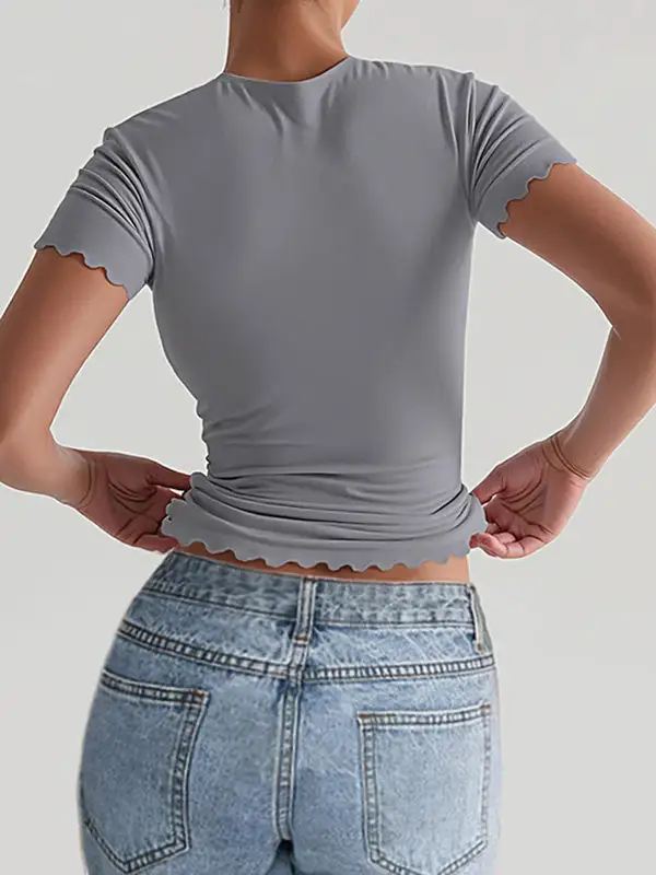 Short Sleeve Slim Fit Round Neck Polyester T-Shirt