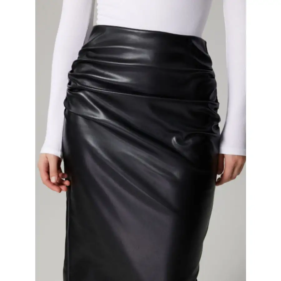Slit Back Ruched Midi Skirt