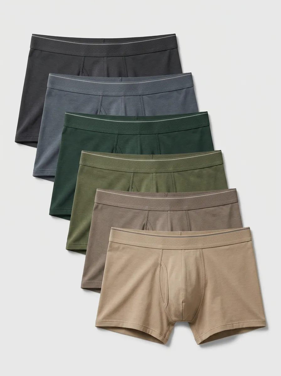 Men's Solid Textured Finish 6-Pack Boxer Briefs