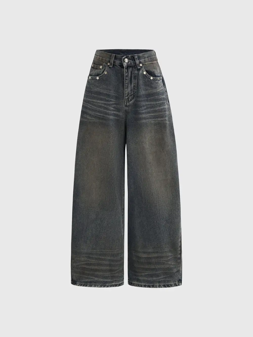 Relaxed Contrast-Detail Denim Pants