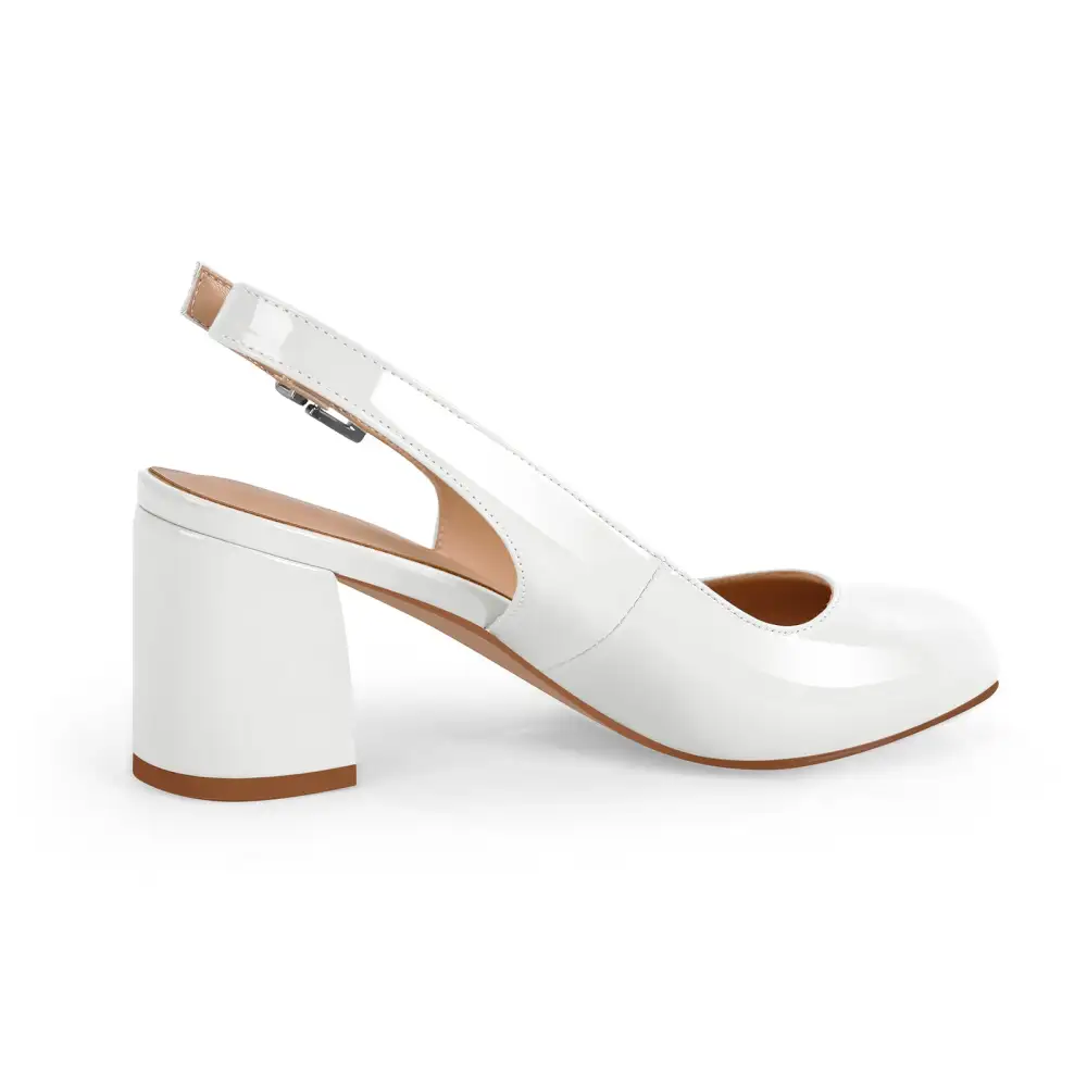 Round Toe Chunky Heel Slingback Pumps