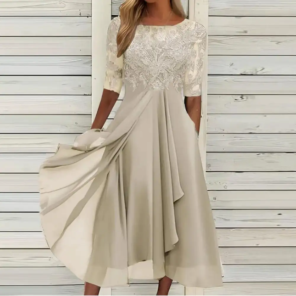 Lace Embroidered Cocktail Dress
