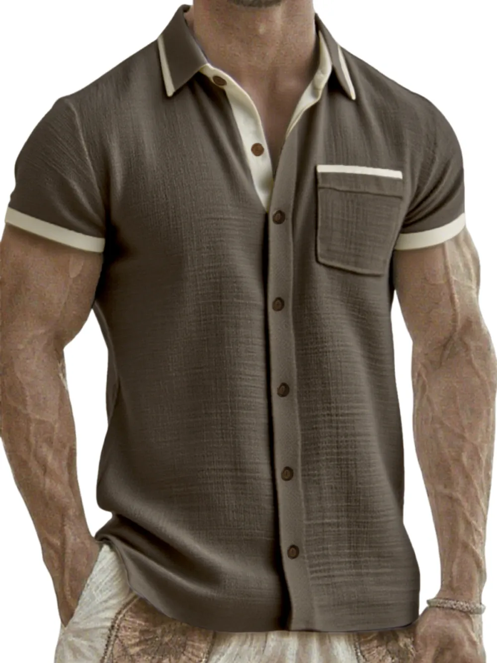 Linen Blend Pocket Shirt