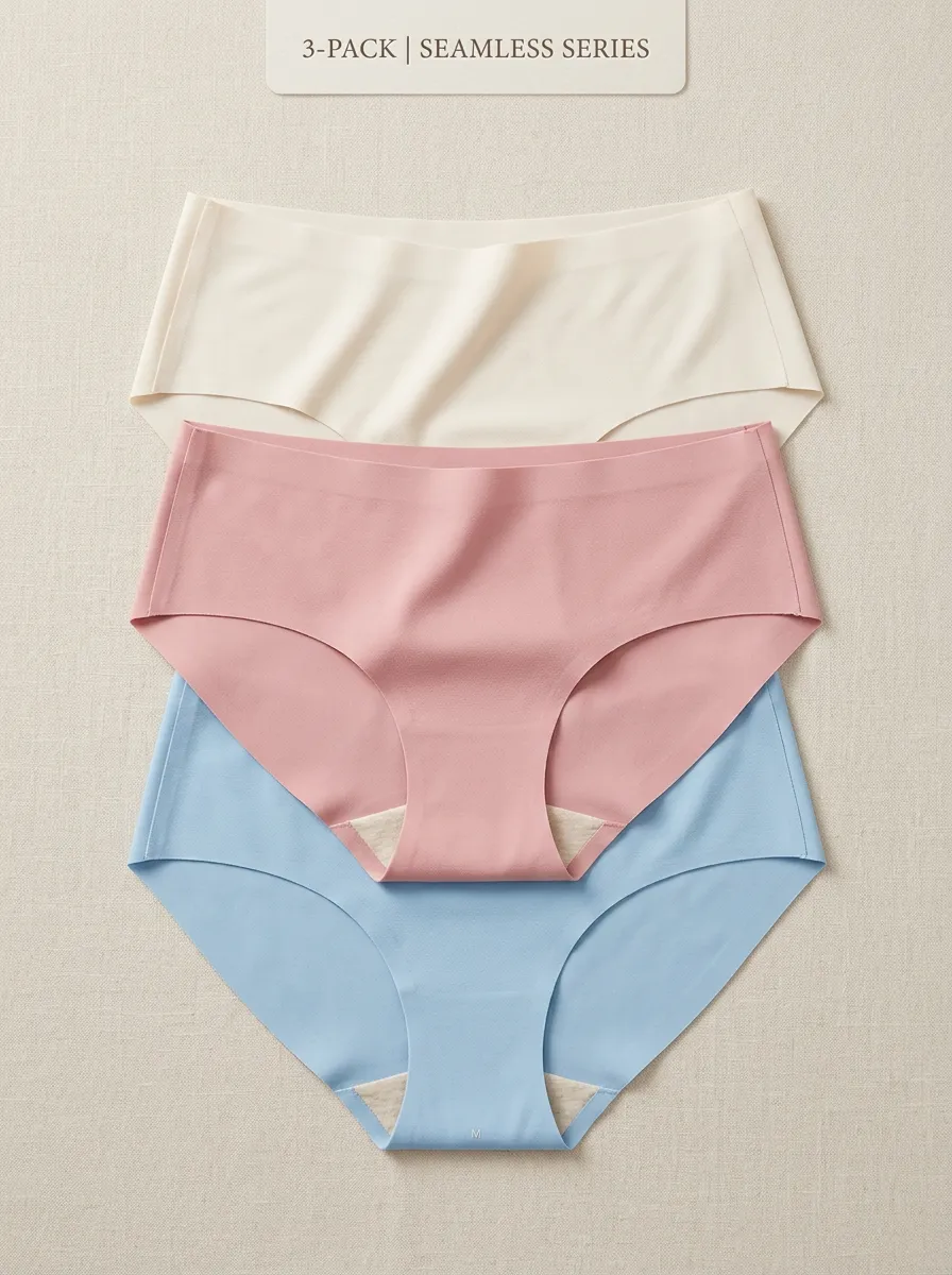 Women's Fresh Seamless Solid Color Three-Pack Panties