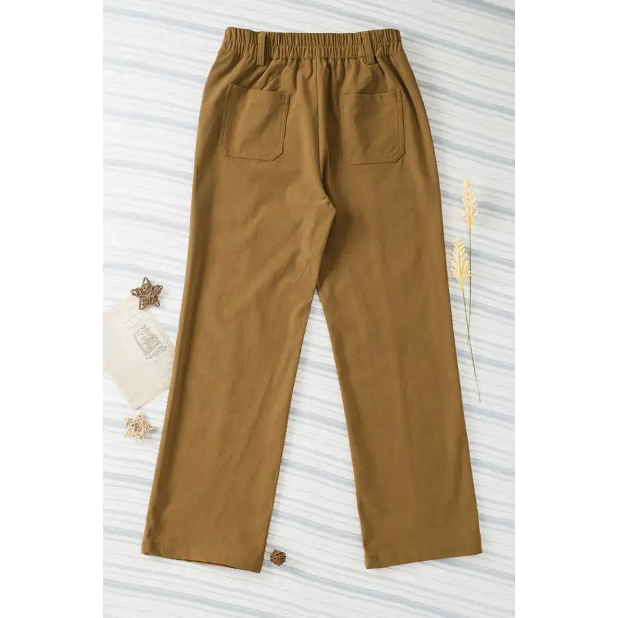 Half Elastic Waist Straight Pants