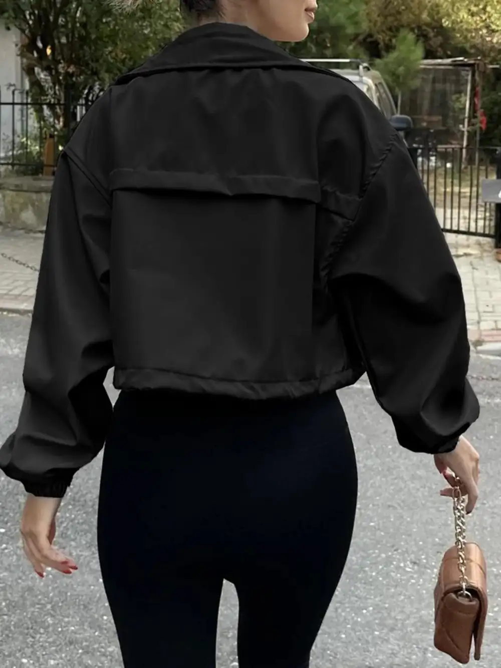 Drawstring Hem Zip Up Jacket