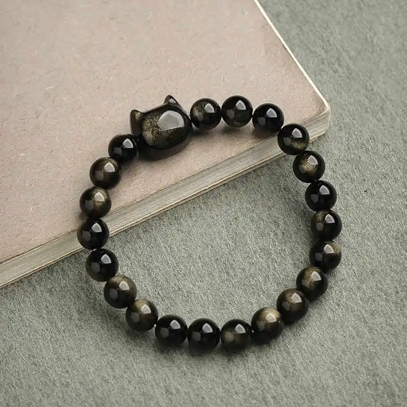 Obsidian Lovely Paw Cat Bracelet