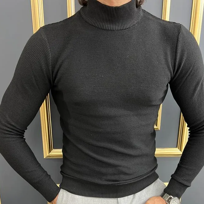 Streamlined Slim Fit Cotton Turtleneck Sweater