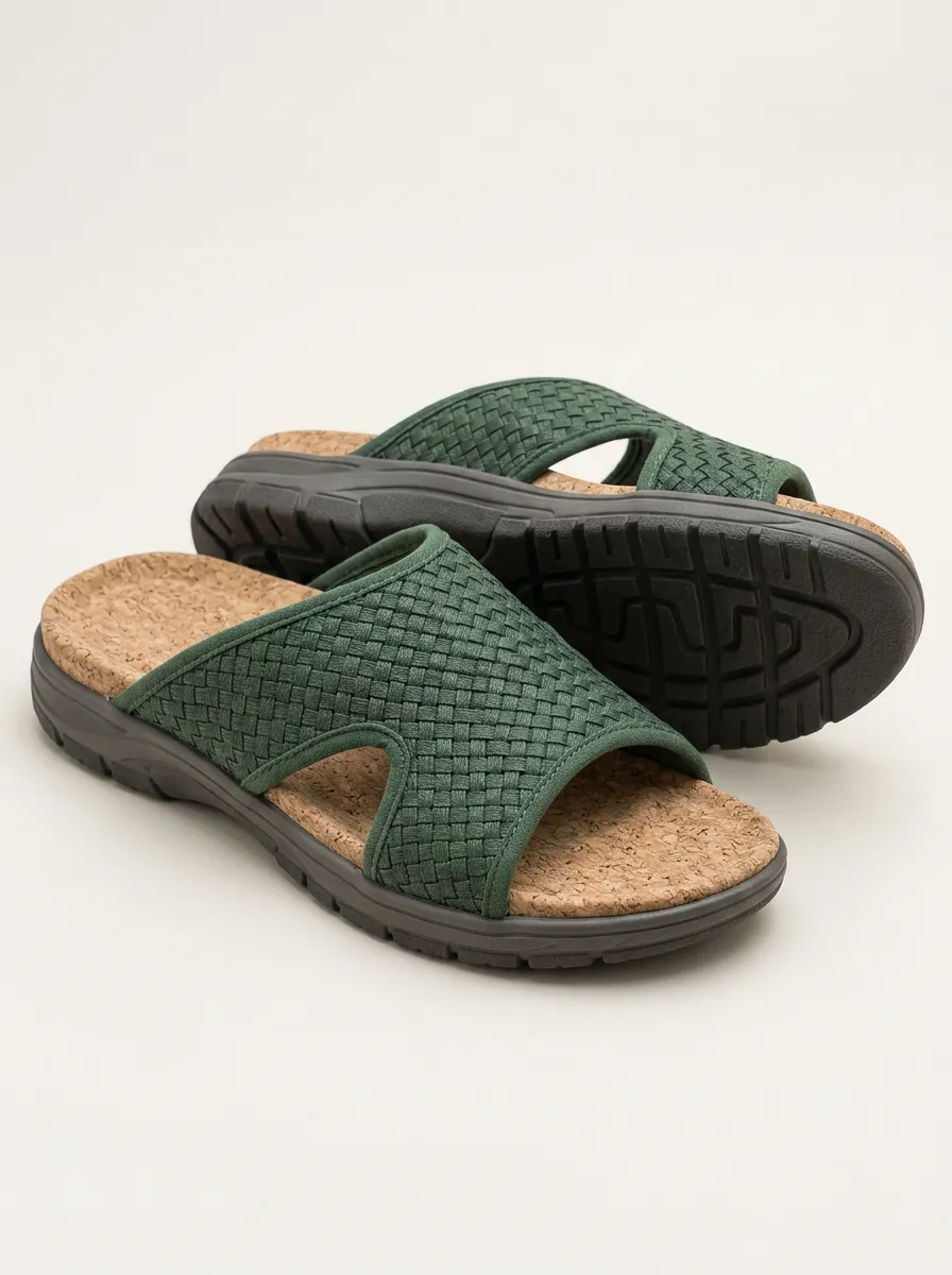 Men's Woven Graphic Detail Casual Slides