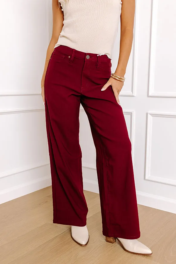 High Waist Relaxed Wide Leg Stretch Belt Detail Pants
