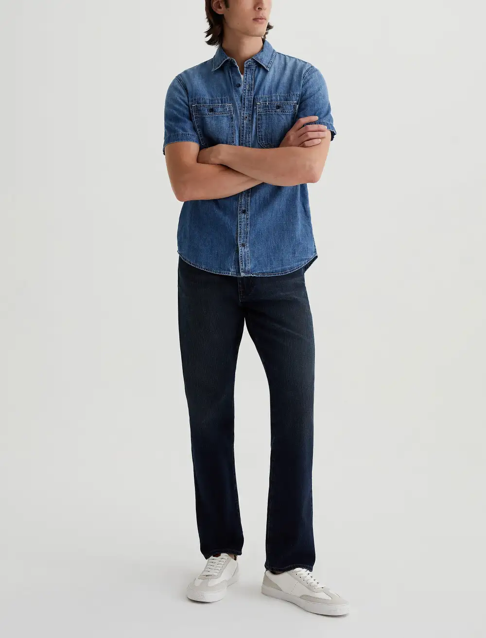 Men's Relaxed Tapered Mid Rise Comfort Stretch Jeans