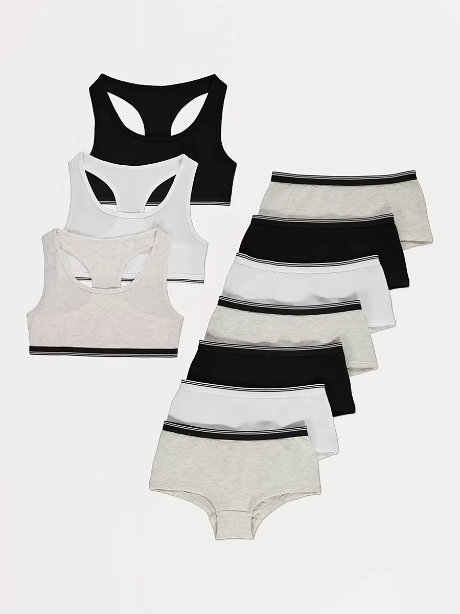 Racer Back Crop Tops 3 Pack & Shorts 7 Pack