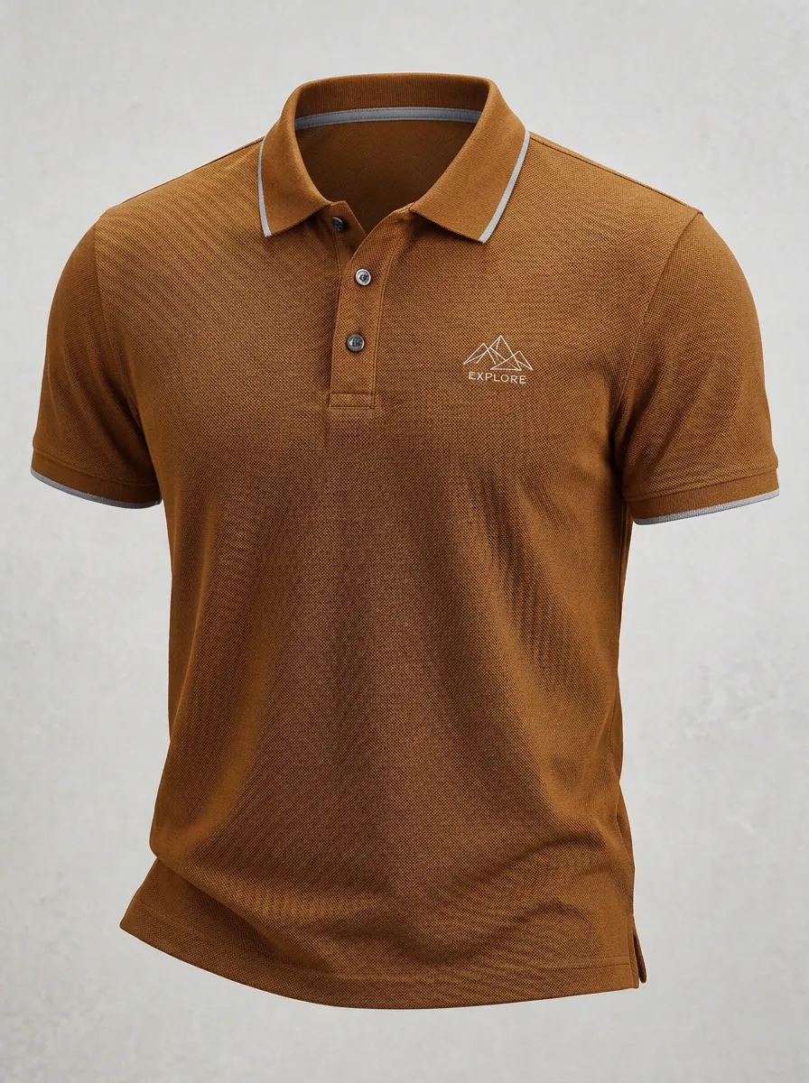 Mountain-Detail -Detail Outdoor-Inspired Men's Polo Shirt