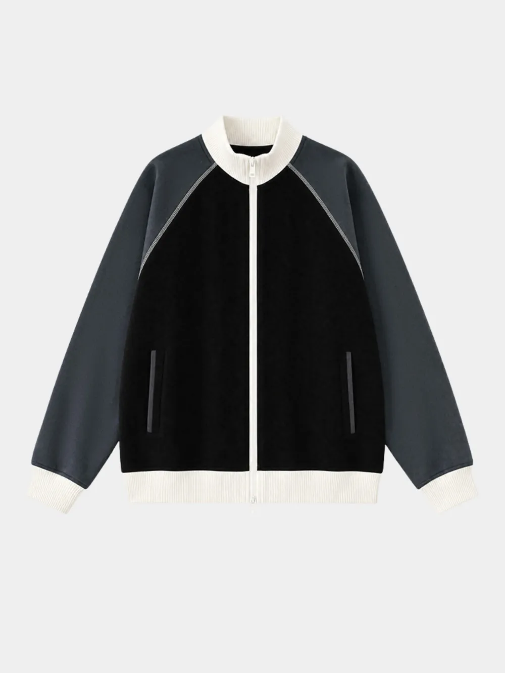 Lightweight Stand Collar Color Block Outdoor Utility Jacket
