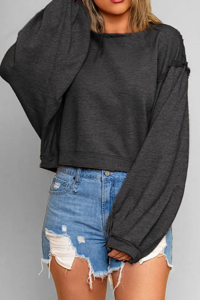 Lantern Sleeves Stitching Pullover
