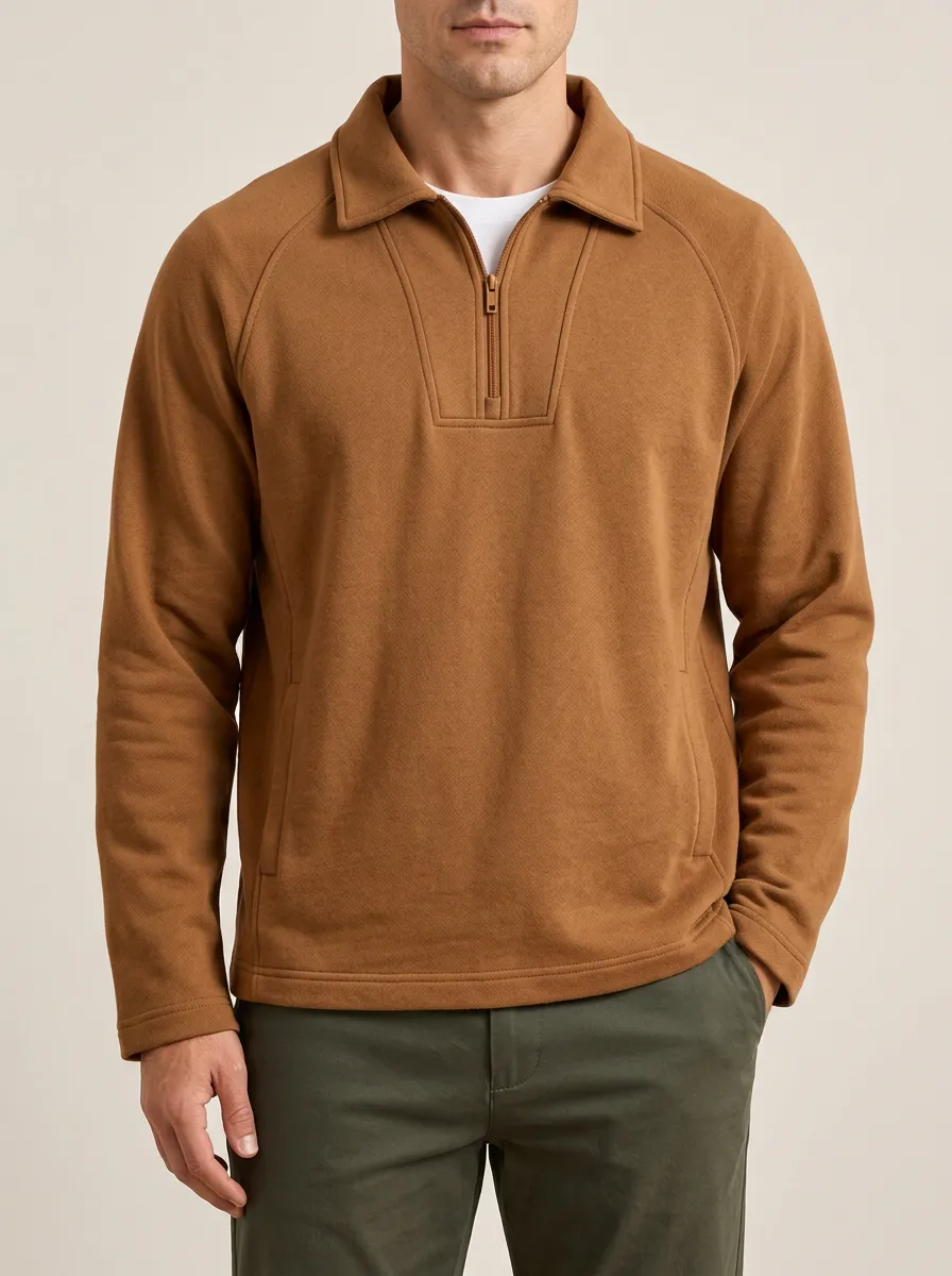 Quarter-Zip Sweatshirt in a Relaxed Solid Finish Style