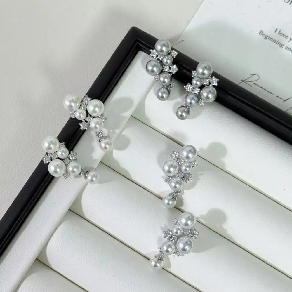 Classic Pearl Cluster Earrings