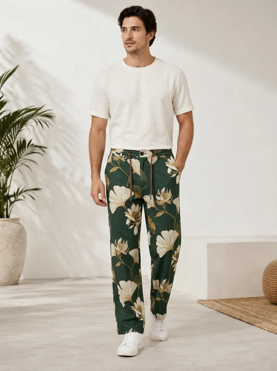 Graphic Print Floral Print Check Print Men's Graphic Print Pants