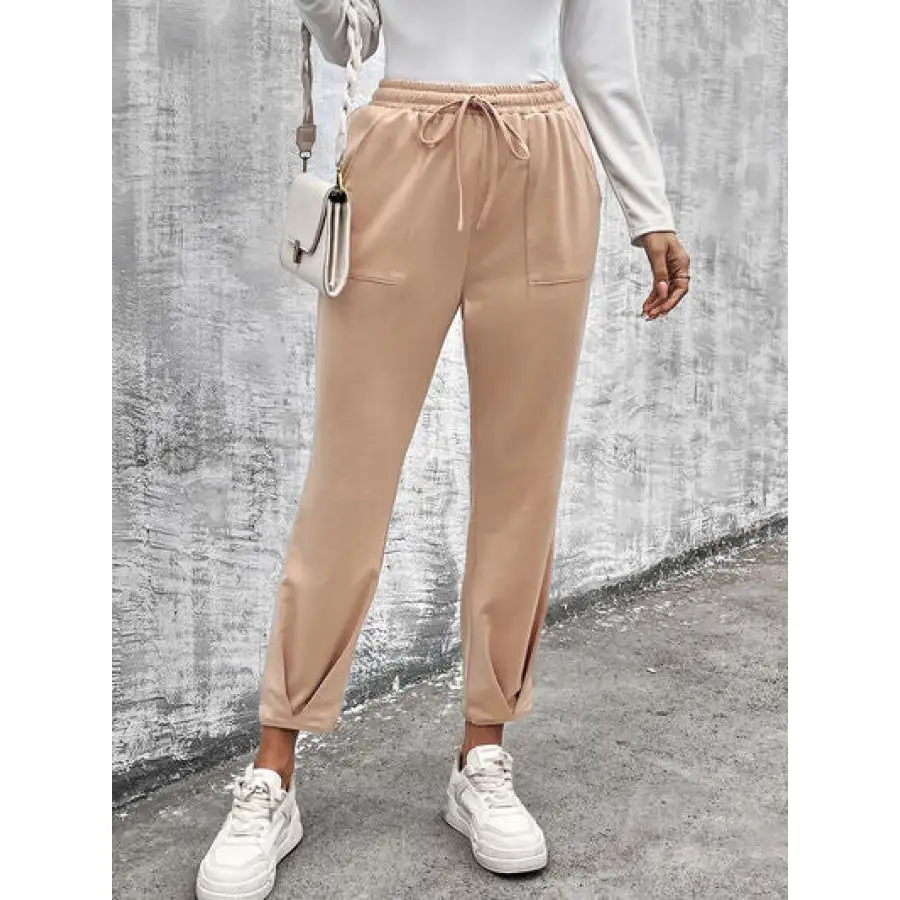 Casual Drawstring Straight Pants with Pockets