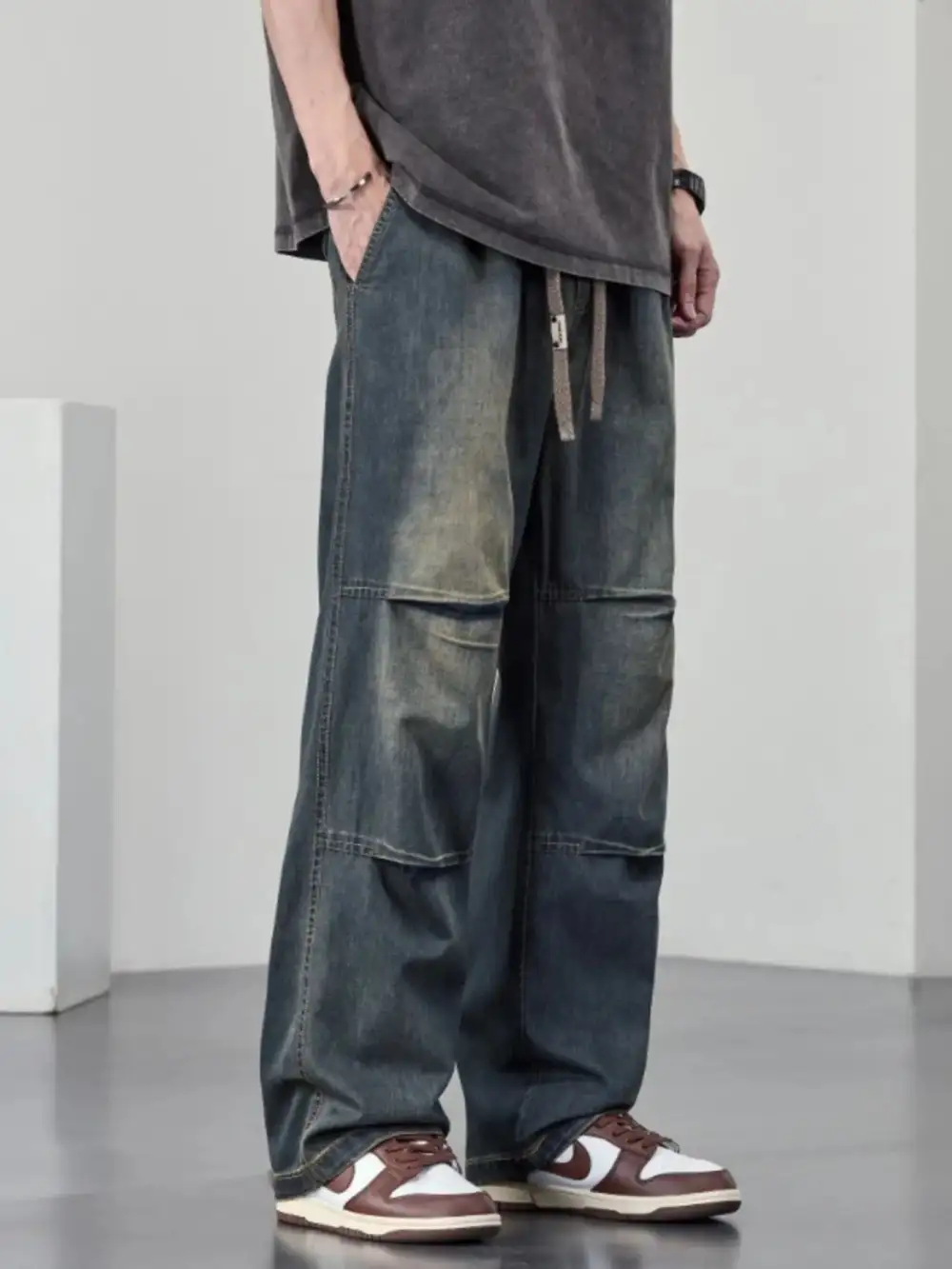 Everyday Wide Leg Drawstring Jeans