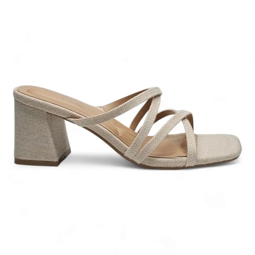 Queena Crisscross Strap Block Heel
