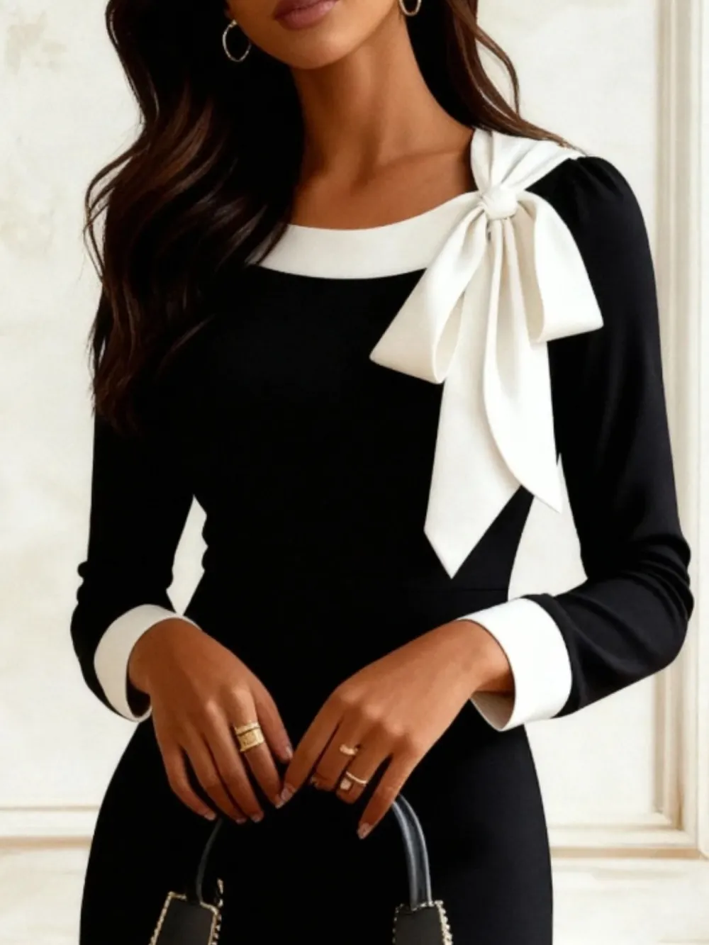 Gathered Detail Long Sleeve Dress