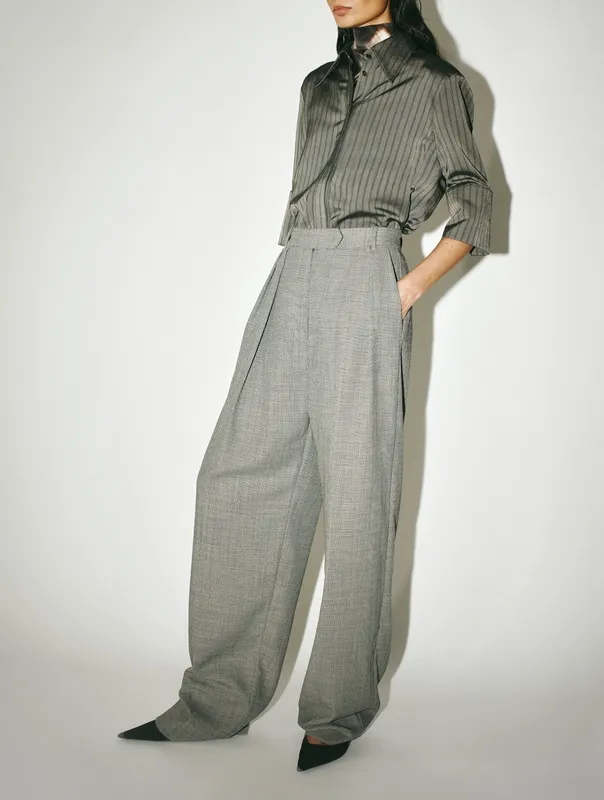 Gray Stripe Short Sleeve Striped Shirt