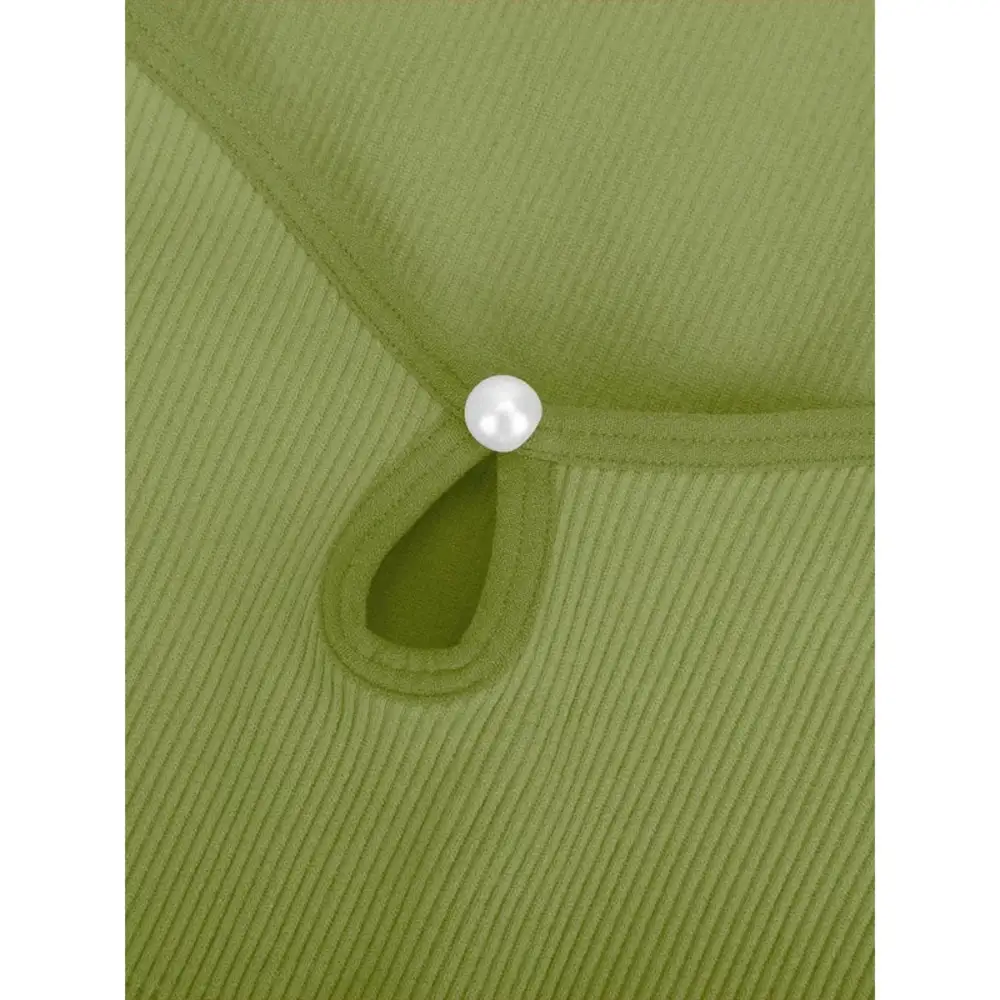 Ribbed Cutout Long Sleeve Thong Bodysuit
