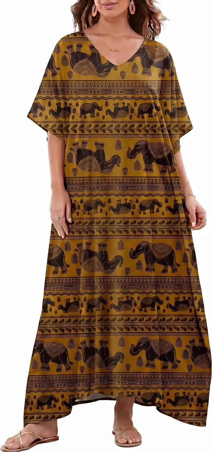 Women Moomoo Dress Beach Cover Ups for Women Long Kaftan Nightgown Muumuu Plus Size Caftan