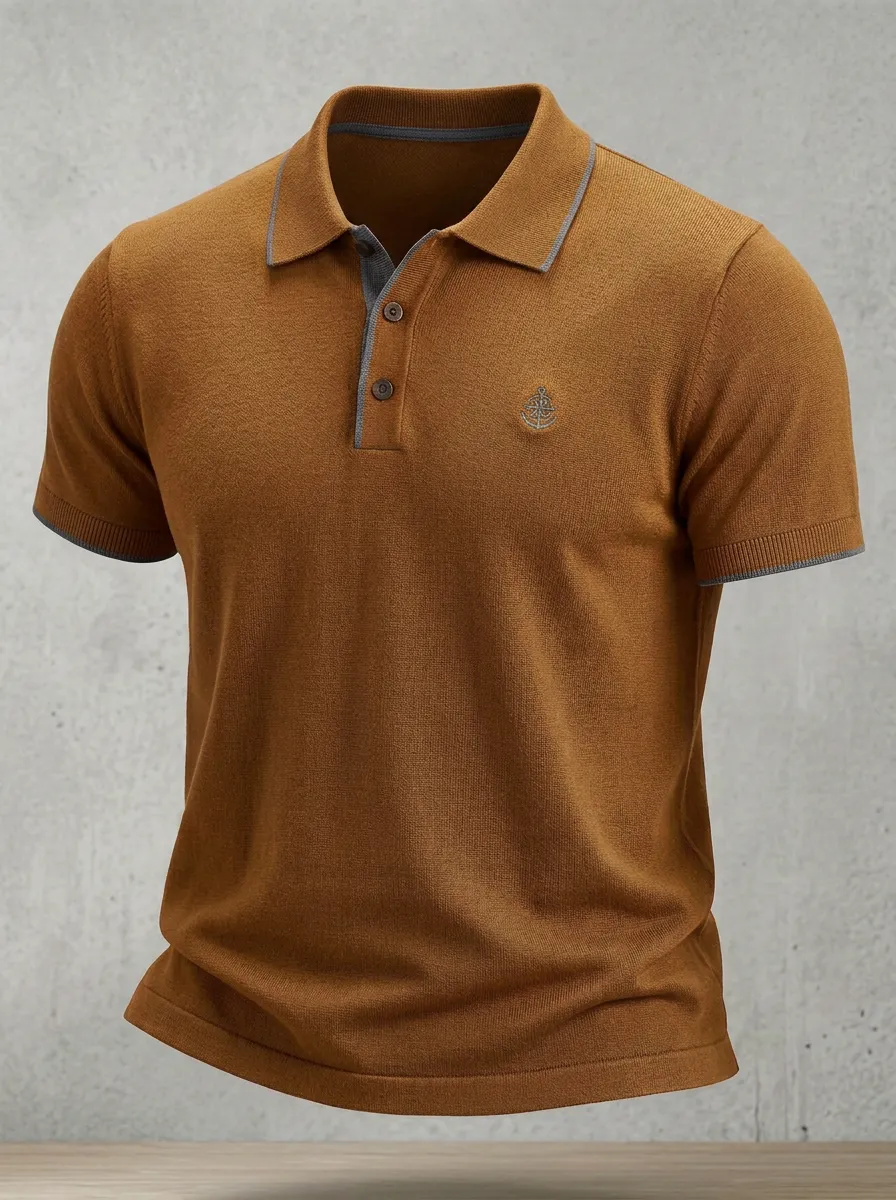 Anchor-Detail Embroidered-Detail Men's Polo Shirt