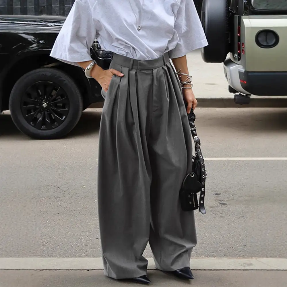 Pleated Loose Fit Suit Pants