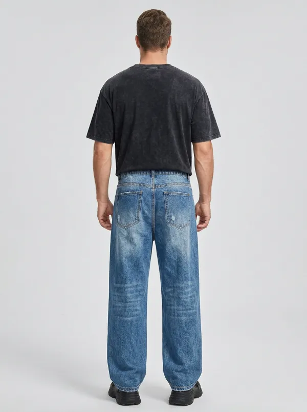 Unisex Urban Streetwear Star Flame Jeans