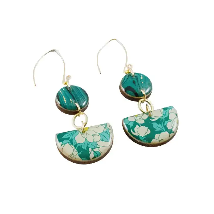Dogwood Floral Half Circle Stacked Earrings