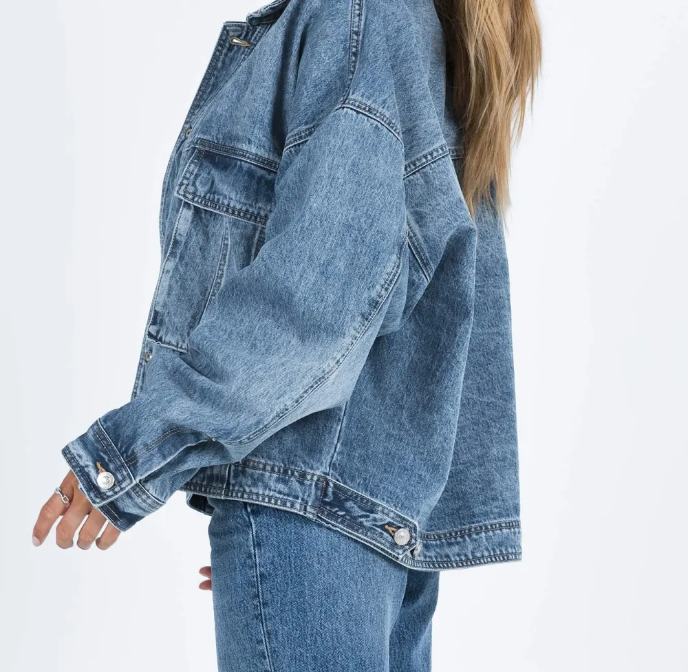 Mid-Wash Oversized Denim Jacket