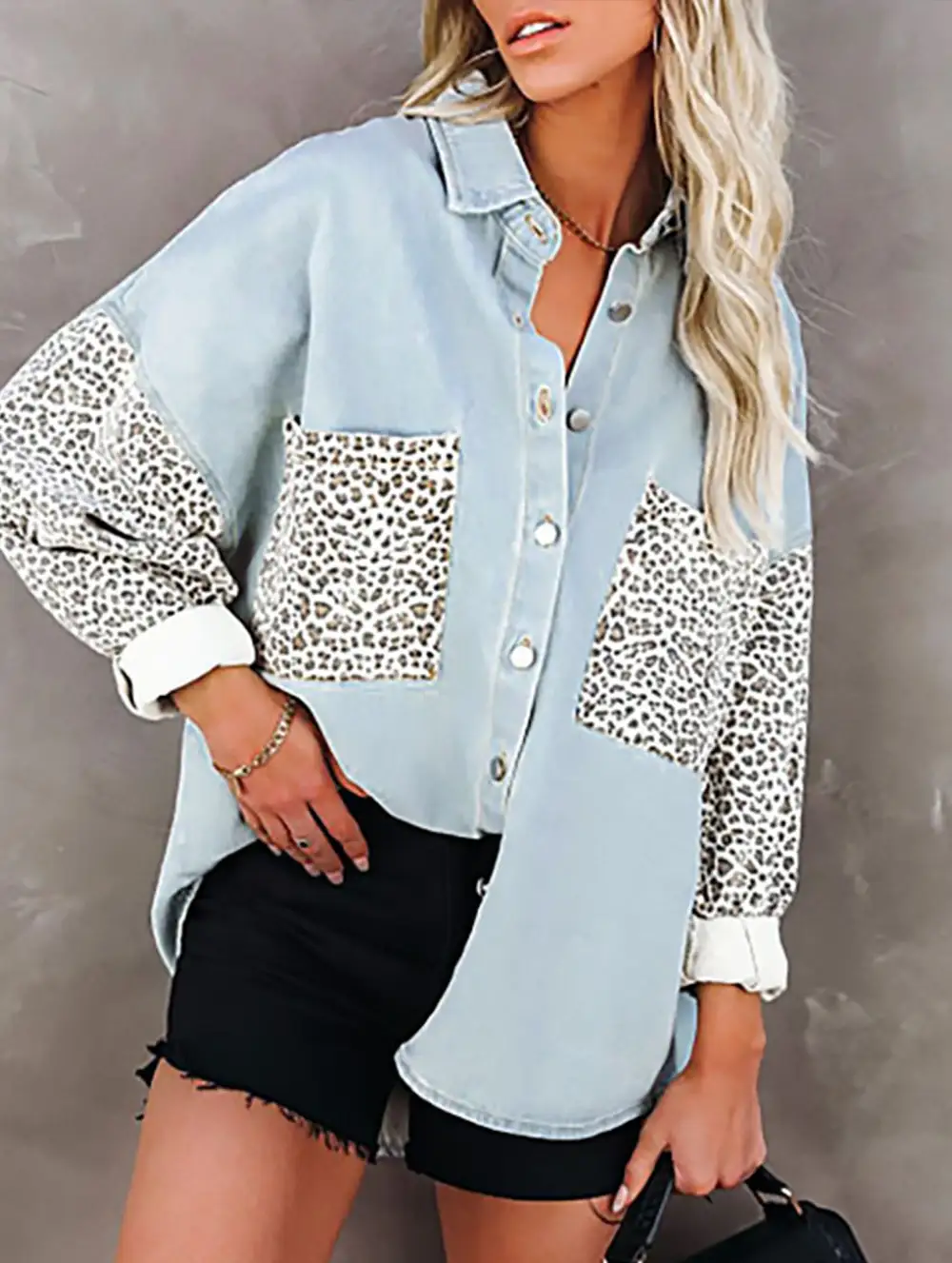 Leopard Print Pocket Shirt Jacket