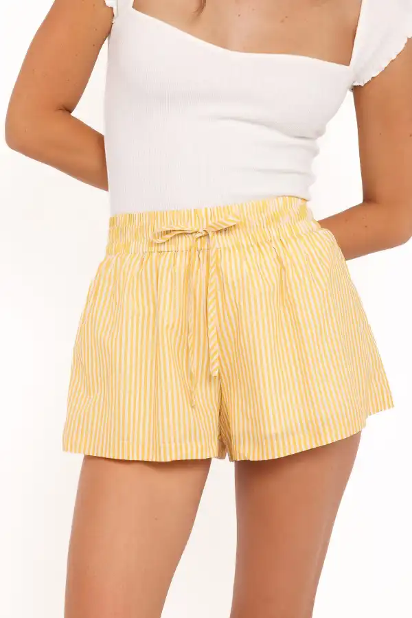 Cotton Striped High Waist Casual Shorts