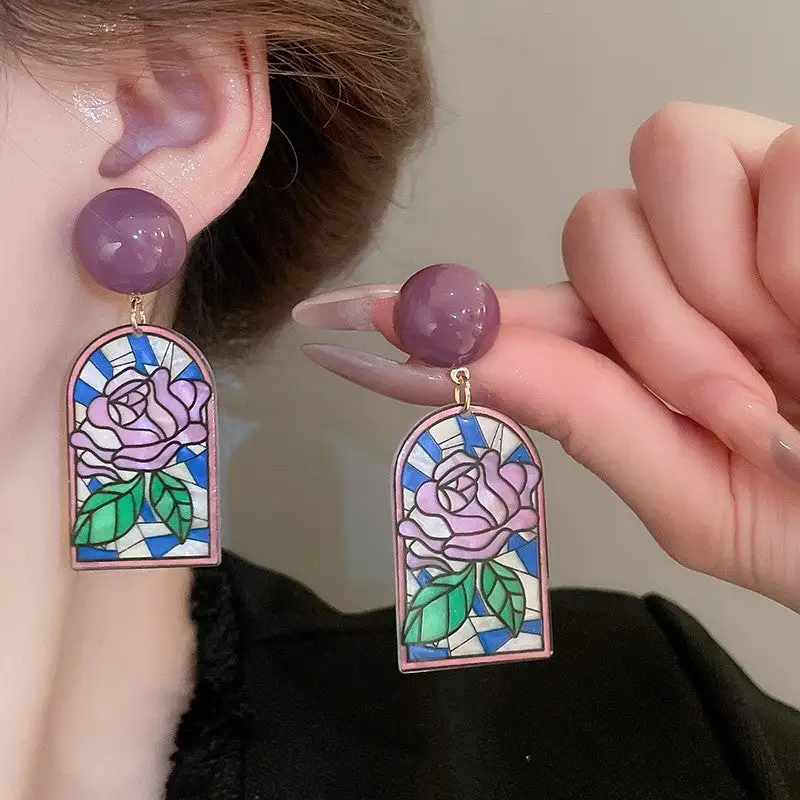 Textured Floral Statement Earrings