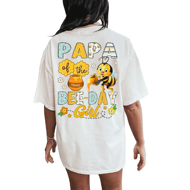 Papa Of The Bee-Day Girl Bee Birthday Party Women's Oversized Comfort T-Shirt Back Print
