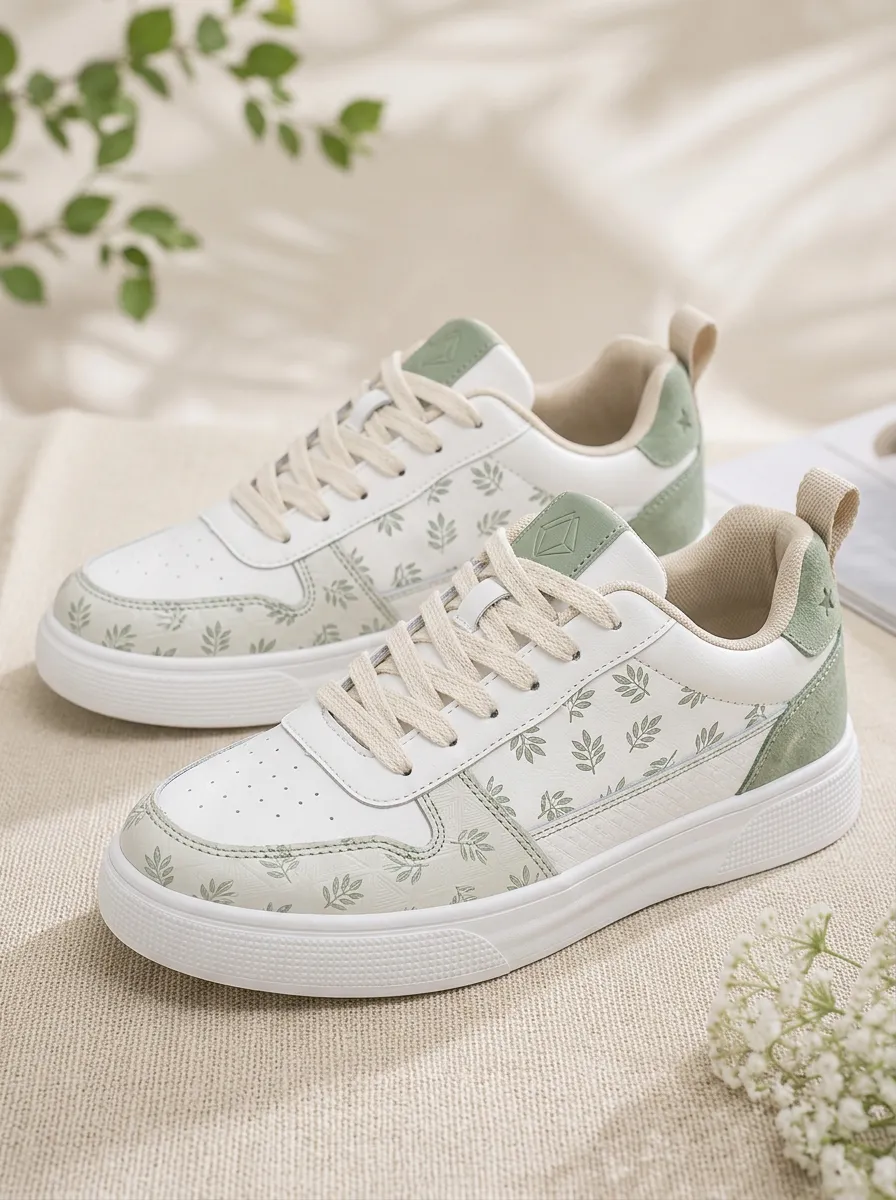 Men's Botanical Leaf Pattern Printed Sneakers