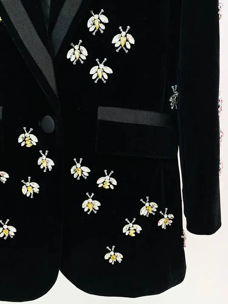 Beaded Velvet Embellished Blazer