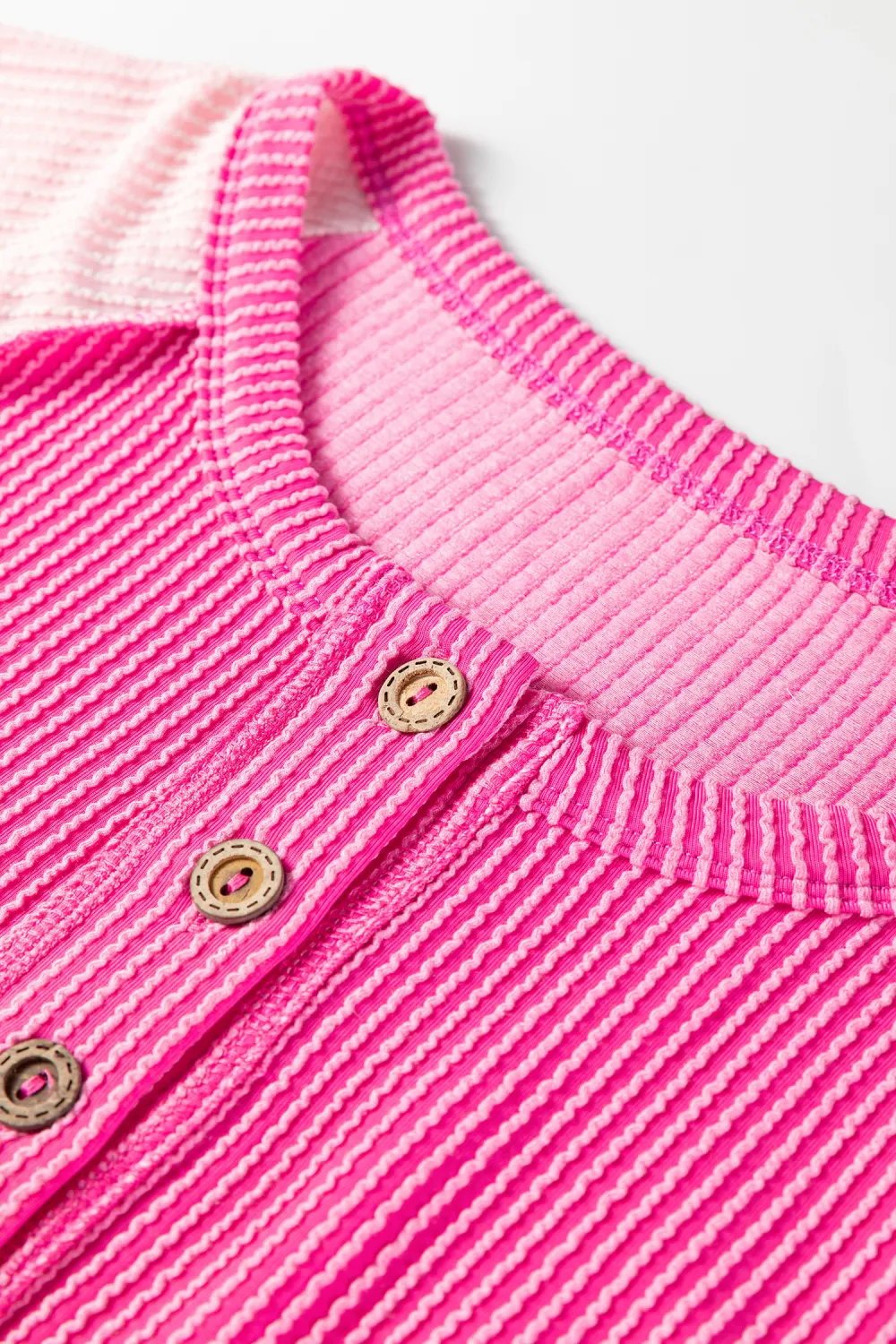 Bright Pink Twisted Ribbed Block Tee
